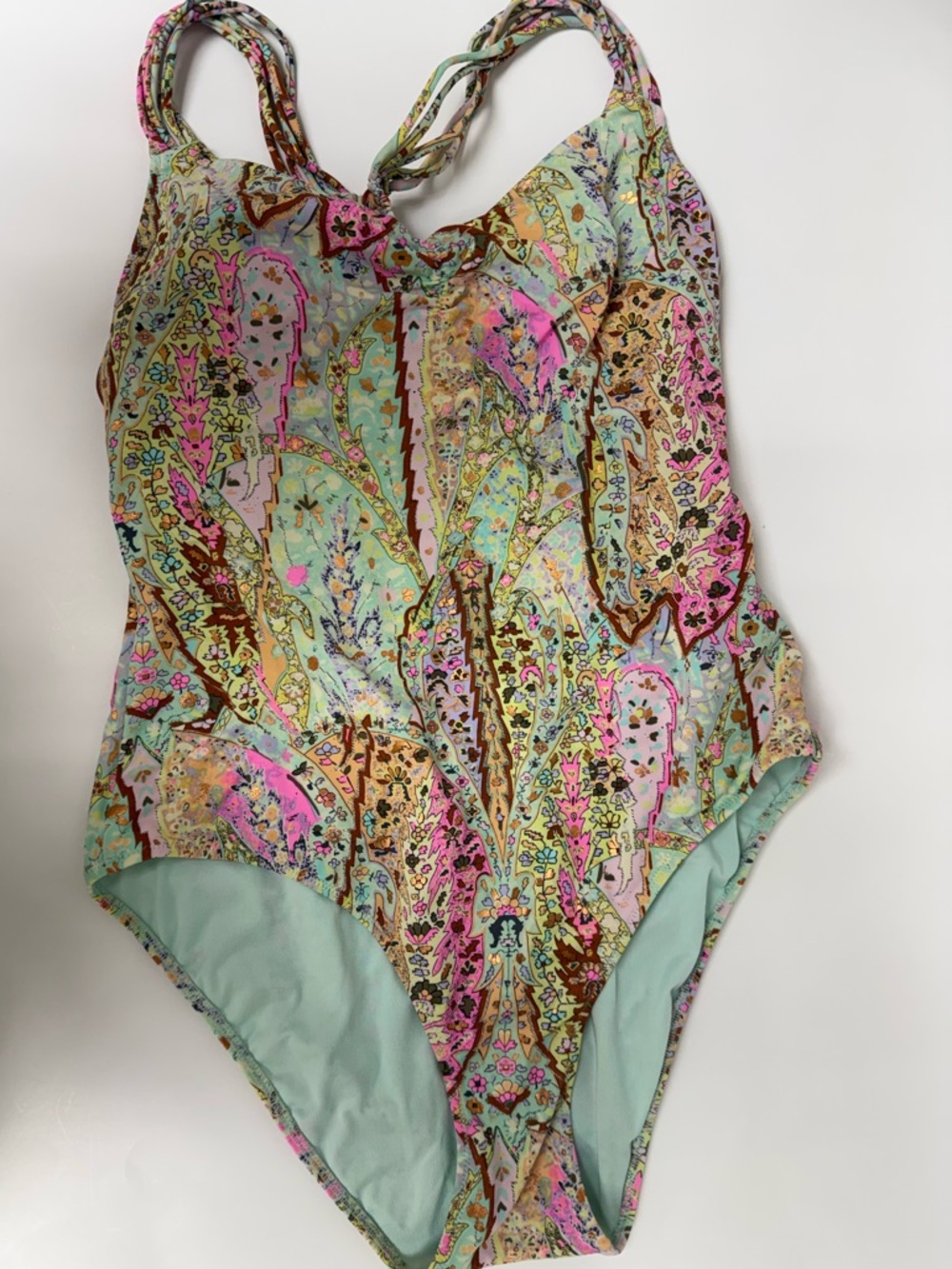 Victoria's Secret Mint and Pink Paisley One-Piece Swimsuit